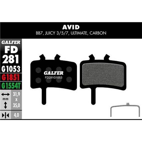 _Pastillas de Freno Bici Galfer Standard Avid Juicy - Carbon - Ulti | FD281G1053 | Greenland MX_