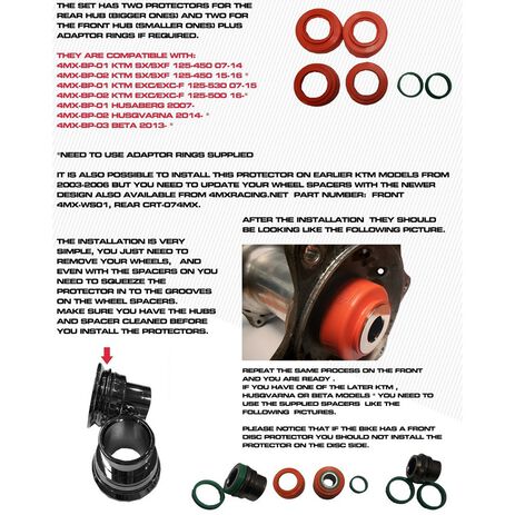 _Kit Protector Rodamientos de Rueda 4MX KTM EXC/EXC-F 16-.. SX/SX-F 15-.. Husqvarna 14-.. Naranja | 4MX-BP-02-OR | Greenland MX_