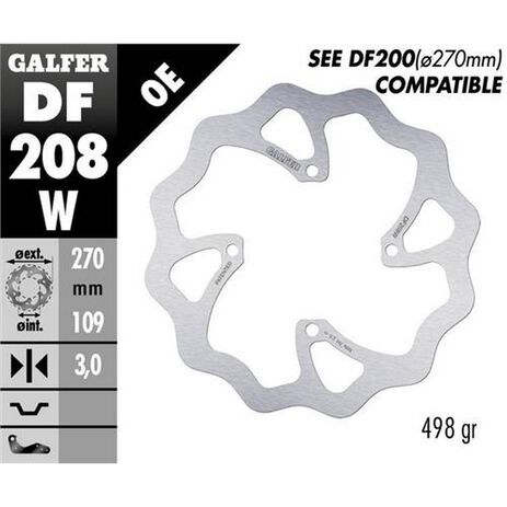 _Disco Freno Delantero Galfer Floreado Kawasaki KX 250/450 F 250 15-.. 270x3 mm | DF208W | Greenland MX_