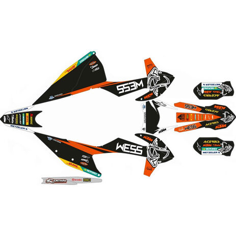 _Kit Adhesivos Completo KTM EXC/EXC-F 20-23 WESS Negro/Naranja | SK-KTEXC20WSBKOR-P | Greenland MX_