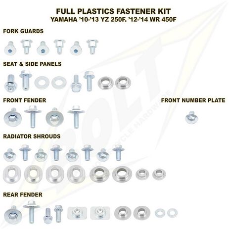 _Kit Tornilleria de Plásticos + Casquillos Yamaha YZ 250 F 10-13 WR 450 F 12-14 | BO-YAM-101002 | Greenland MX_