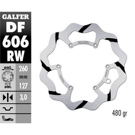 _Disco Freno Delantero Galfer Wave KTM EXC/SX 90-.. Husqvarna 14-.. 260x3 mm | DF606RW | Greenland MX_